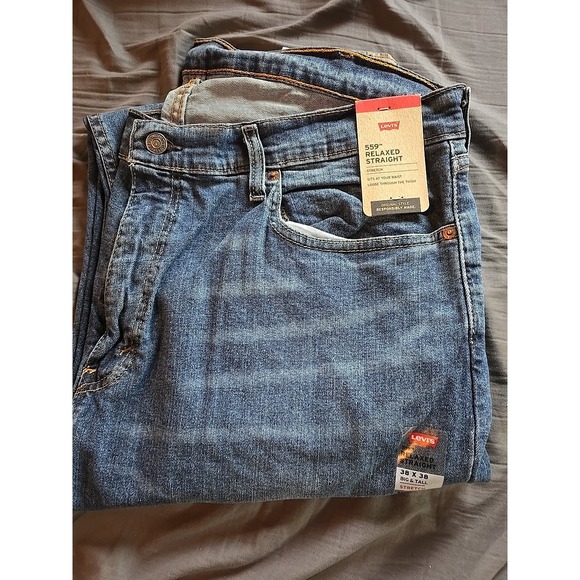 Levis Big Tall Mens Blue Jeans 559 Relaxed Straight Stretch Size 38 New - Picture 1 of 12